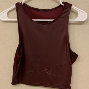 Maroon leather crop top